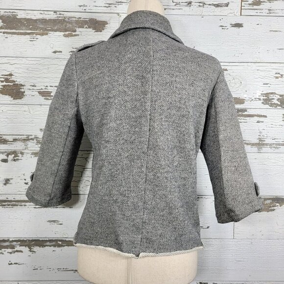 CABI Shrunken Peacoat Nautical Style Jacket Gray S #393 EUC - Picture 2 of 4